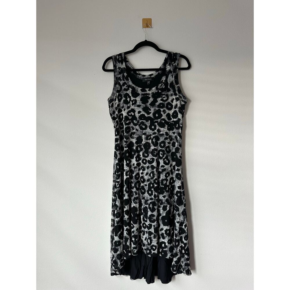 Karen Kane Black and White Leopard Print Midi Dress